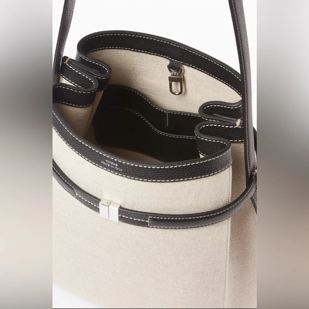 Toteme Belted Backed Bag, Canvas Black Leather - Picture 8 of 17